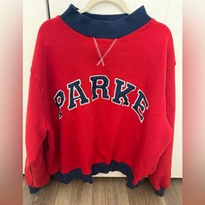 Parke Red and Navy Women's Mock Neck